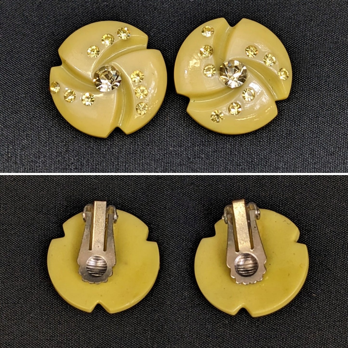Late 1940s Celluloid and Diamante Earrings