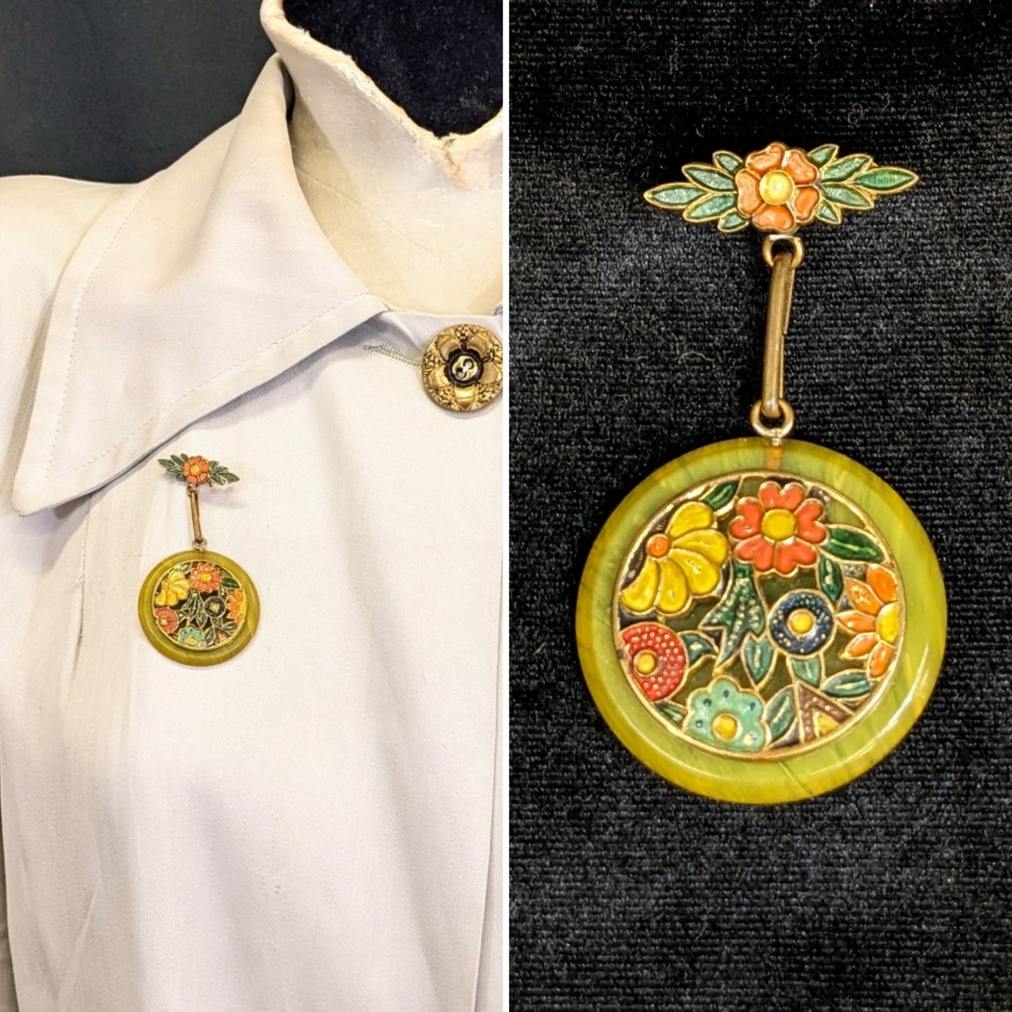1930s Bakelite & Enamel Brooch
