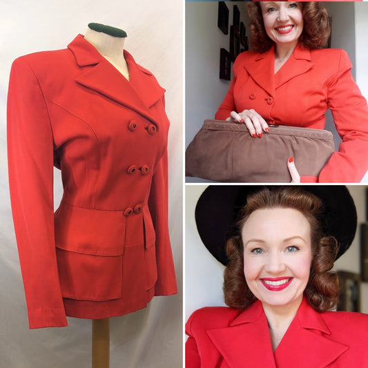 1940s Tomato Red Gab Jacket
