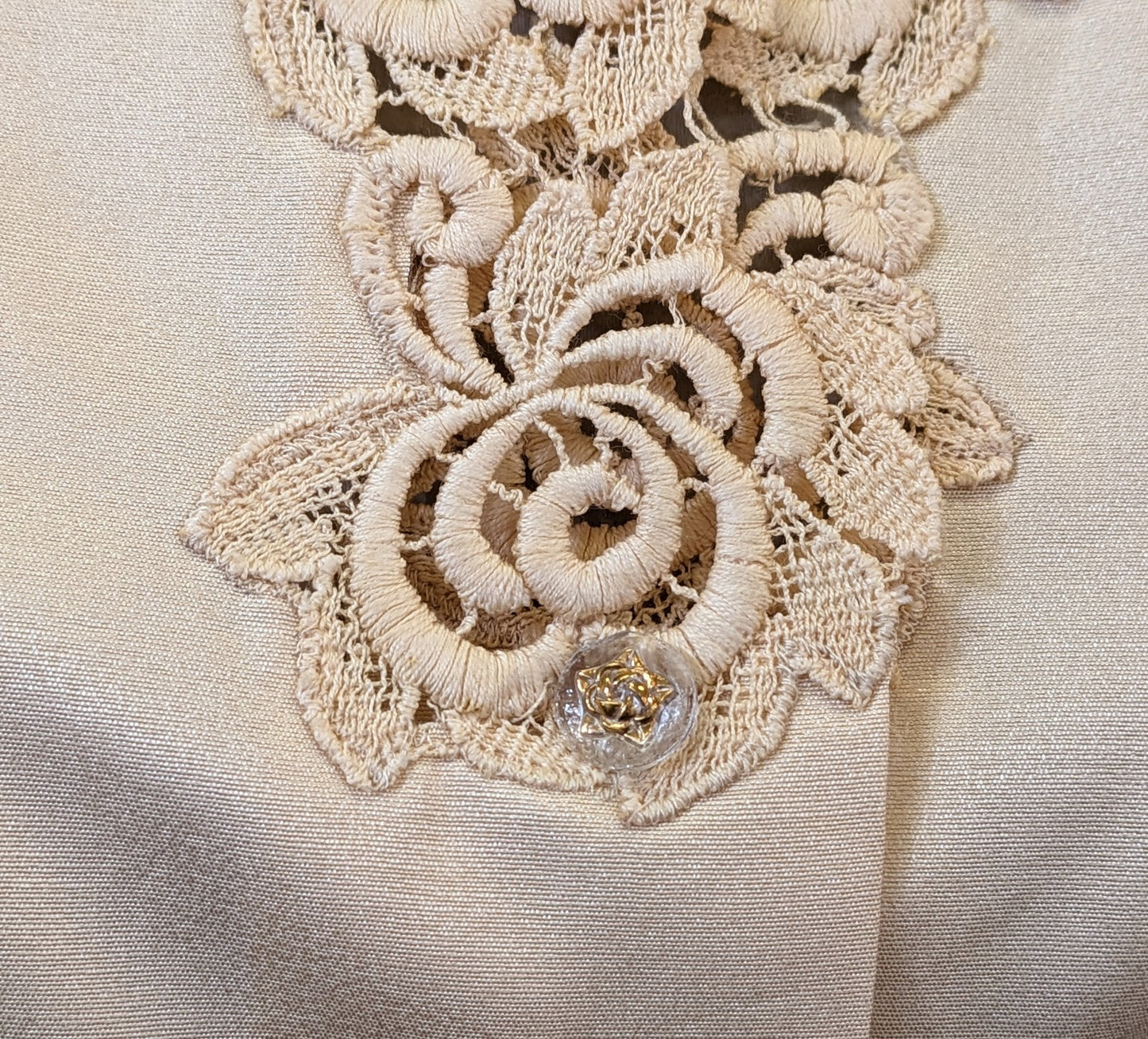 1950s Silk Blouse with Lace Trim
