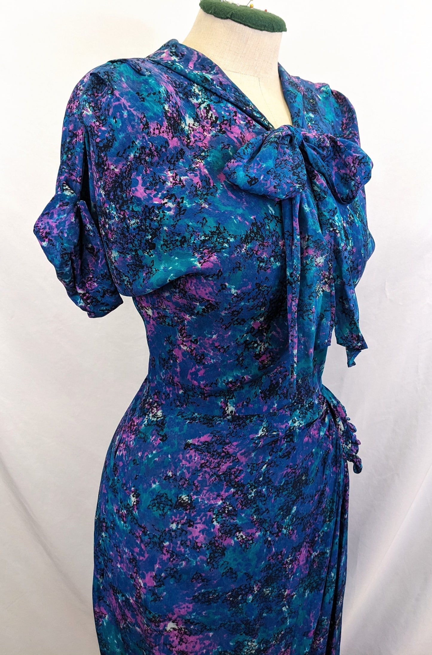 1940s Silk Swag Skirt Dress