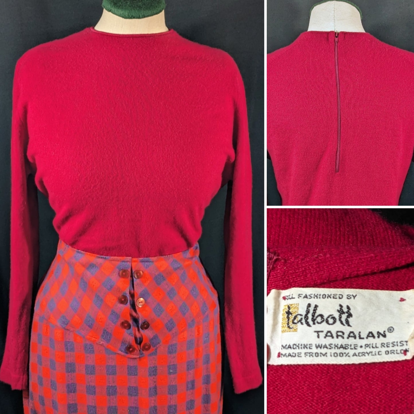1950s Red Back Zip Sweater