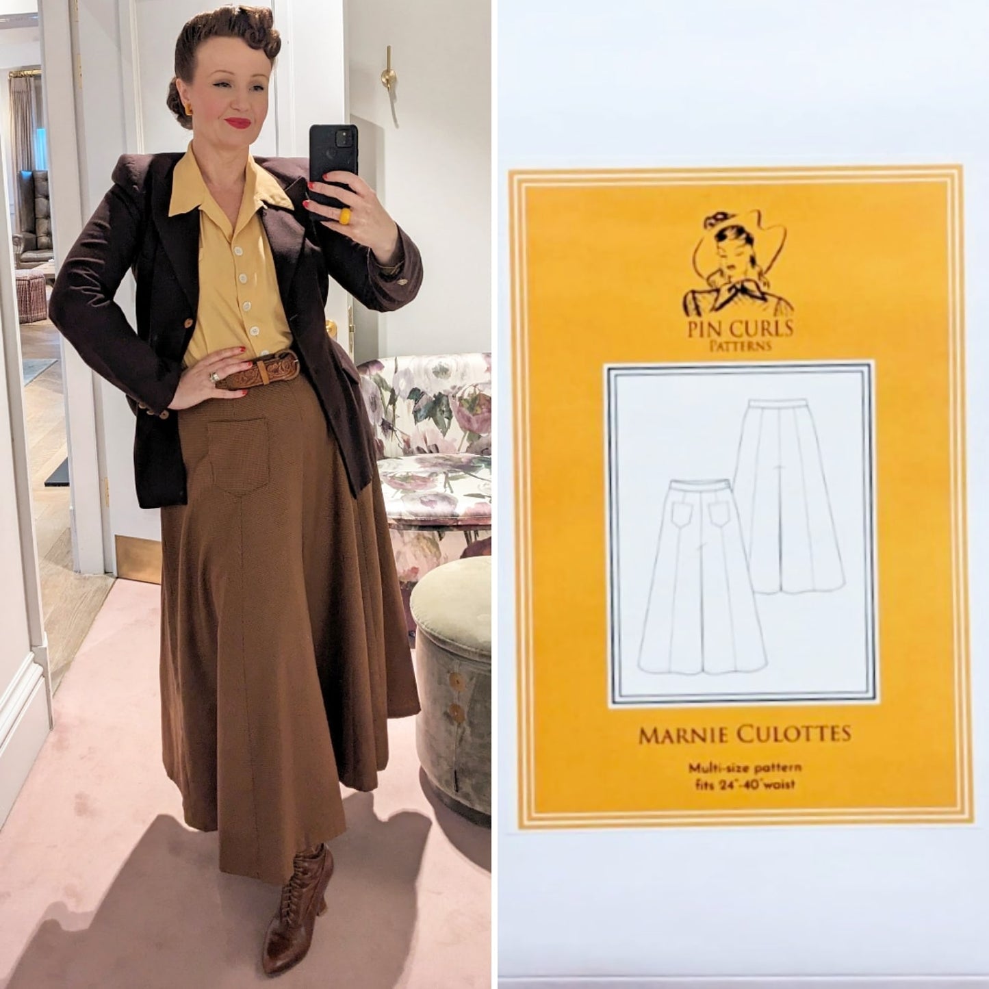 "Marnie" 1930s Inspired Culottes Pattern Printed