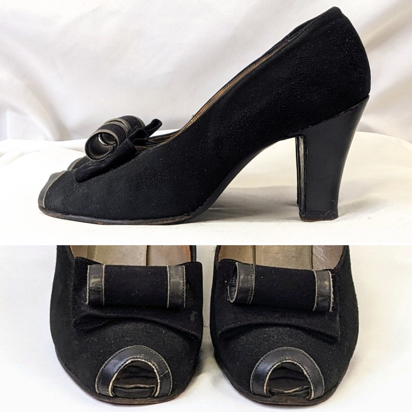 1940s Black Peep Toe Heels