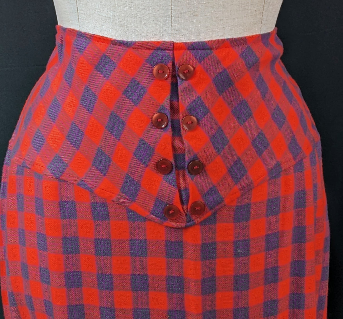 *RESERVED PLEASE DO NOT BUY* 1940s Plaid Button Detail Skirt