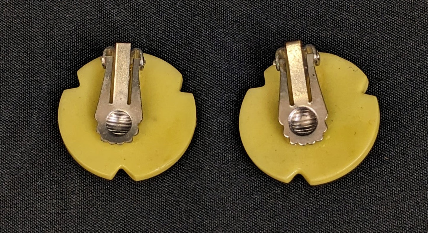 Late 1940s Celluloid and Diamante Earrings