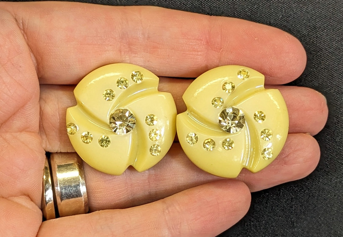 Late 1940s Celluloid and Diamante Earrings