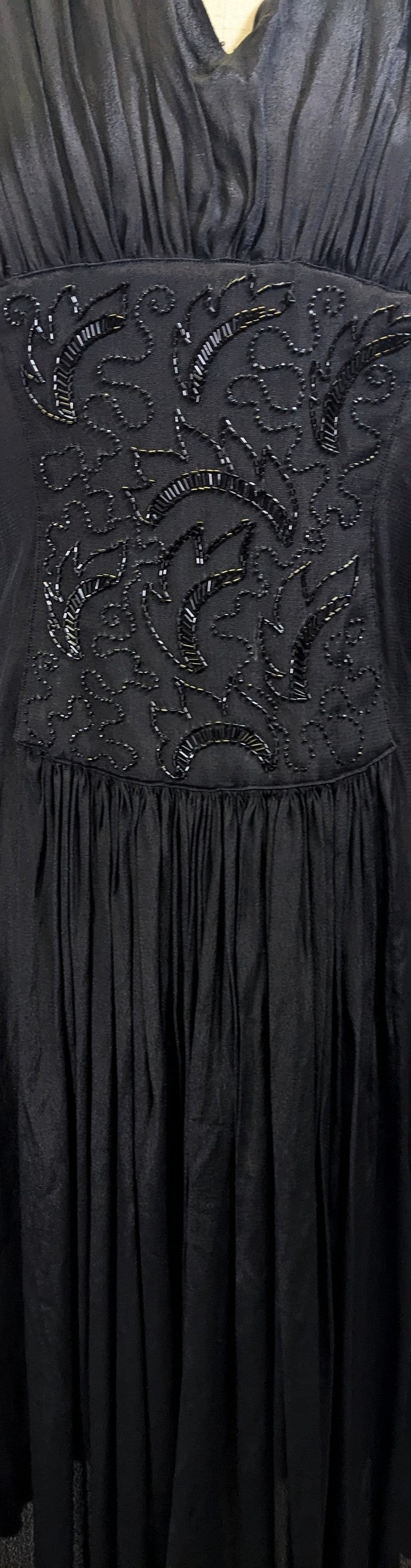 1930s Black Silk Dress