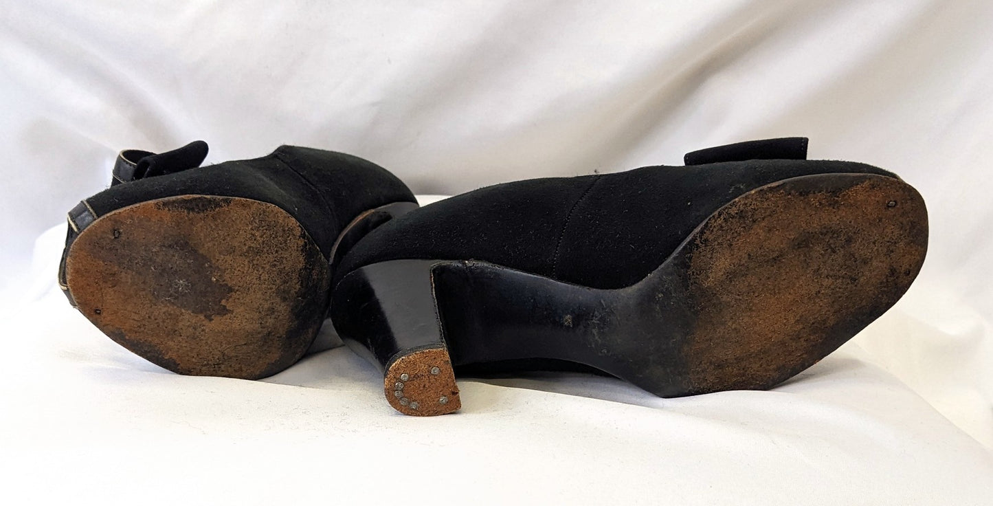 1940s Black Peep Toe Heels